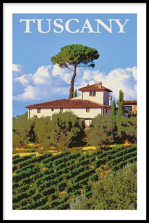 Walljar - Toscana Vineyard - Póster con marco / 50 x 70 cm