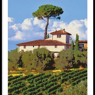 Walljar - Tuscany Vineyard - Poster con Cornice / 50 x 70 cm