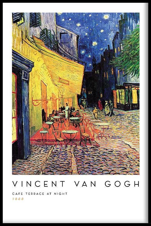 Walljar - Vincent van Gogh - Caféterras Bij Nacht - Poster met lijst / 20 x 30