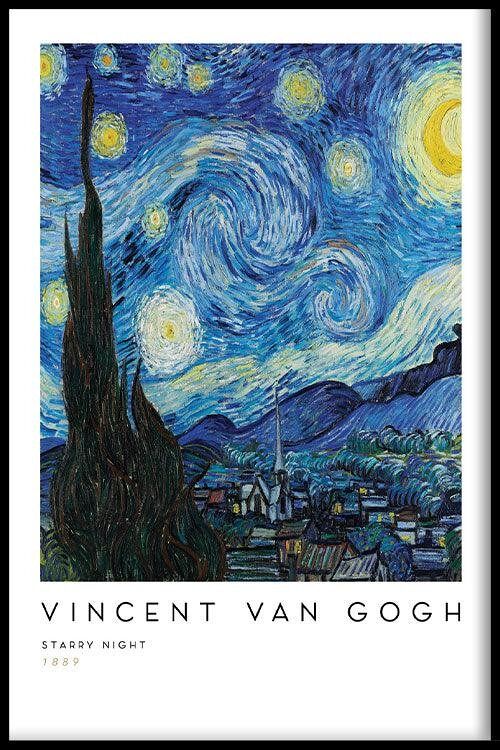 Walljar - Vincent van Gogh - De Sterrennacht - Poster met lijst / 20 x 30 cm