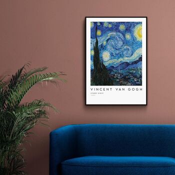 Walljar - Vincent van Gogh - La nuit étoilée - Affiche avec cadre / 20 x 30 cm 2