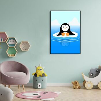 Walljar - Pingouin d'Eau - Affiche avec cadre / 30 x 45 cm 2