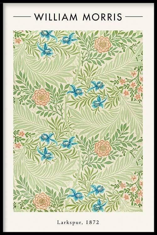 Walljar - William Morris - Larkspur - Poster met lijst / 40 x 60 cm