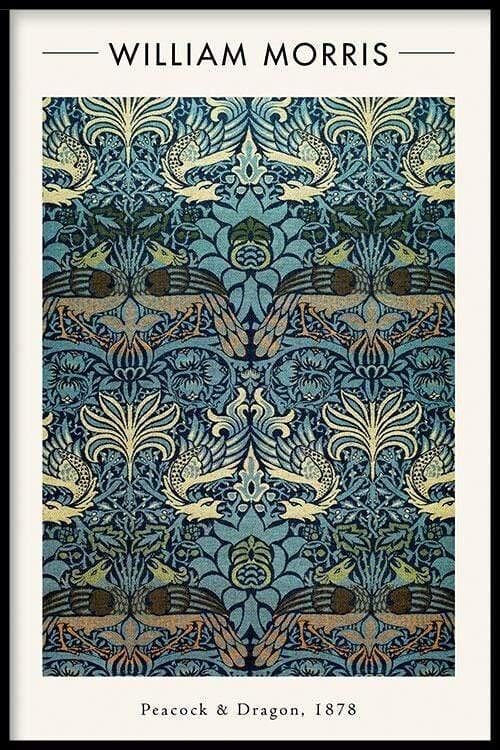 Walljar - William Morris - Peacock and Dragon - Poster met lijst / 40 x 60 cm