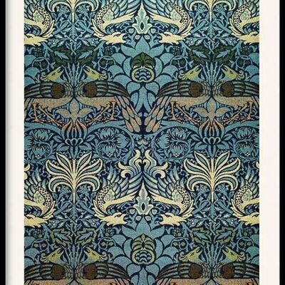 Walljar - William Morris - Pfau und Drache - Poster mit Rahmen / 40 x 60 cm