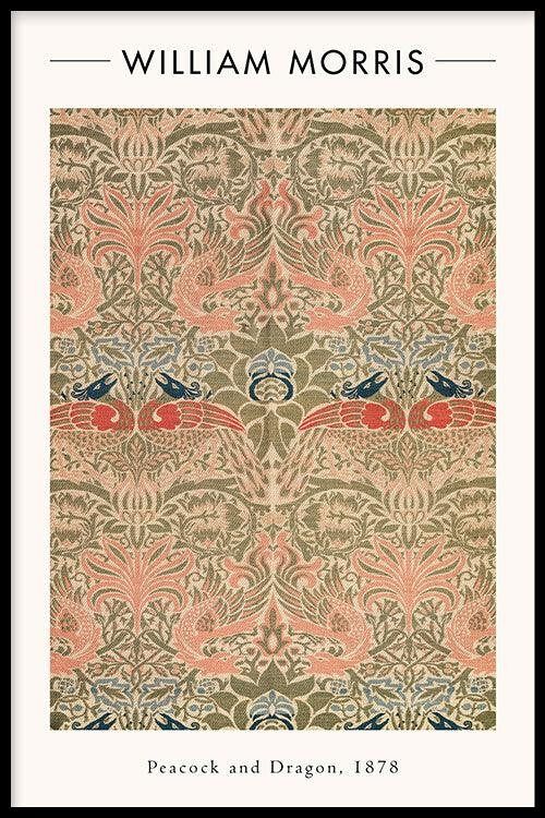 Walljar - William Morris - Peacock and Dragon II - Poster met lijst / 60 x 90 cm