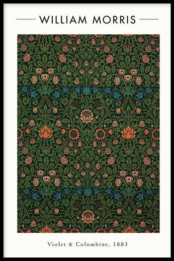 Walljar - William Morris - Violet and Columbine II - Affiche avec cadre / 40 x 60 1