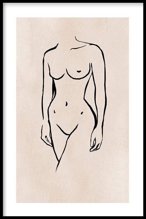 Walljar - Woman Line Art - Poster met lijst / 20 x 30 cm