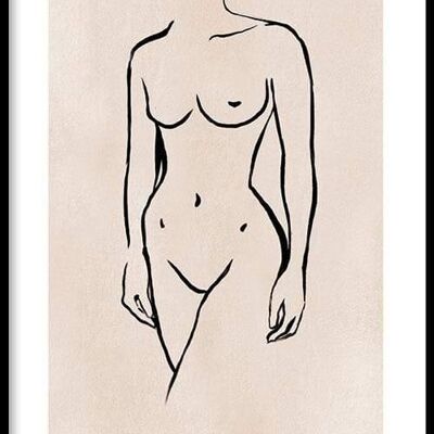 Walljar - Woman Line Art - Poster met lijst / 20 x 30 cm