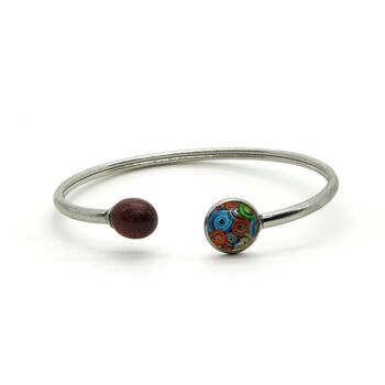 Bracelet jonc amarante double cabochon multicolore 2