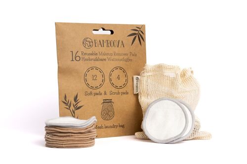 Bambooya Reusable bamboo make-up pads (16 pieces) + laundry bag