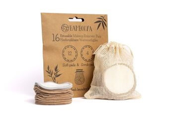 Bambooya Tampons démaquillants réutilisables en bambou (16 pièces) + sac à linge 4