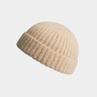 Wool fisherman beanie. - beige