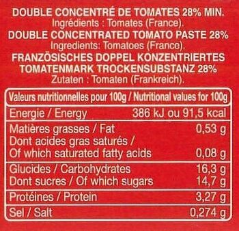 Double concentré de tomate de Provence 28% boite 1/4 2