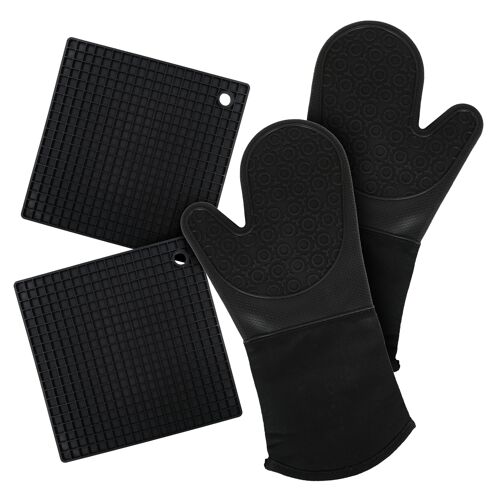 Silicone Oven Mitts and Potholders (4-Piece Set)