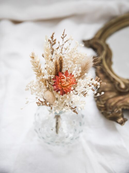 Ensemble petit vase boule et son bouquet de fleurs séchées "Cashmere collection" n° 12.