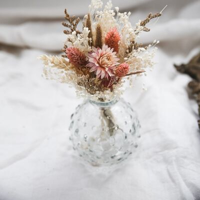 Set of small ball vase and its bouquet of dried flowers "Cashmere collection" n° 3.