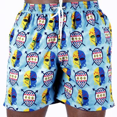 Short de bain séchage rapide bleu motifs Masque