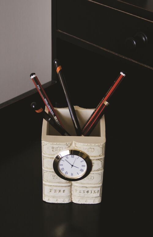 Square Penpot Book Clock VELLUM WHITE
