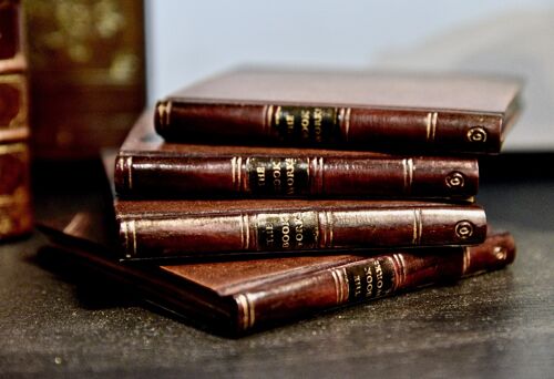 PERSONALISED Book Coasters Set of 4 TAN LEATHER