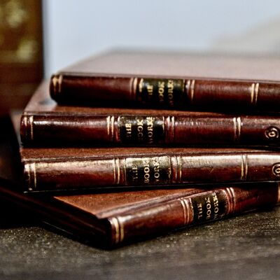 PERSONALISED Book Coasters Set of 4 TAN LEATHER