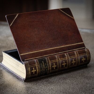 Book Box with Hinged Lid TAN LEATHER