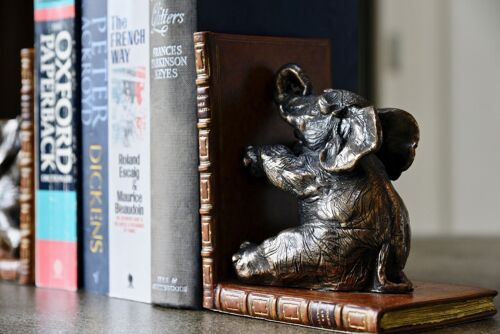 Elephant Bronzed Bookends Pair SAGE GREEN