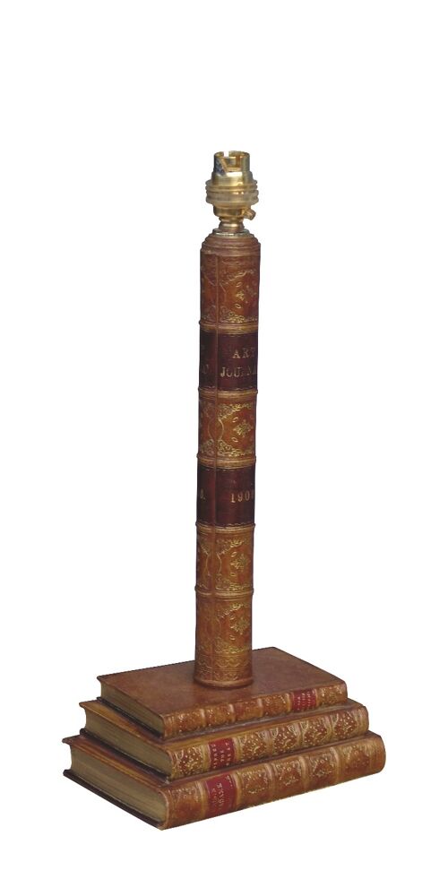 Book Table Lamp without shade TAN LEATHER