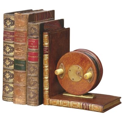 Fishing Reel Pair Bookends Bronzed RED
