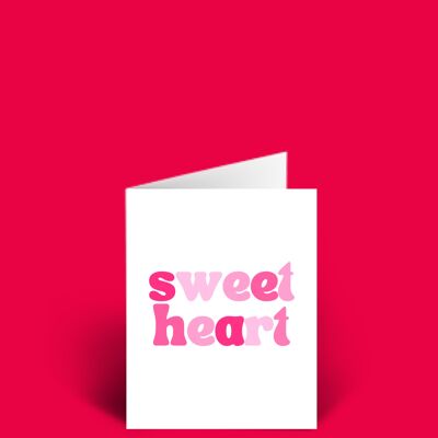 Tarjeta de amor galentines de aniversario de San Valentín A6 con corazón dulce en blanco en el interior.