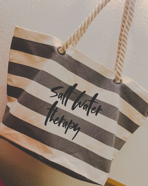 Salt water therapy nautical stripped cotton tote bag