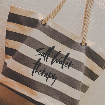 Salt water therapy nautical stripped cotton tote bag