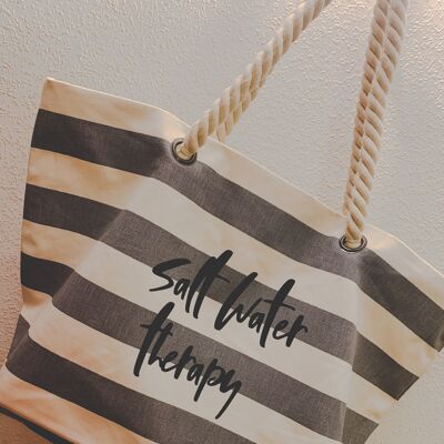 Salt water therapy nautical stripped cotton tote bag