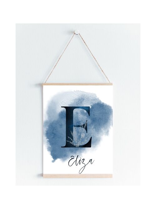 Personalised letter & name ocean inspired print A5, A4, A3 Wall Art - A5