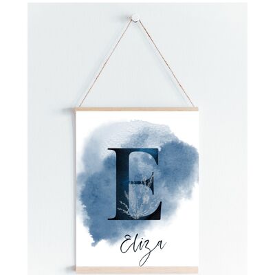 Personalised letter & name ocean inspired print A5, A4, A3 Wall Art - A5