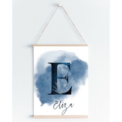 Personalised letter & name ocean inspired print A5, A4, A3 Wall Art - A3