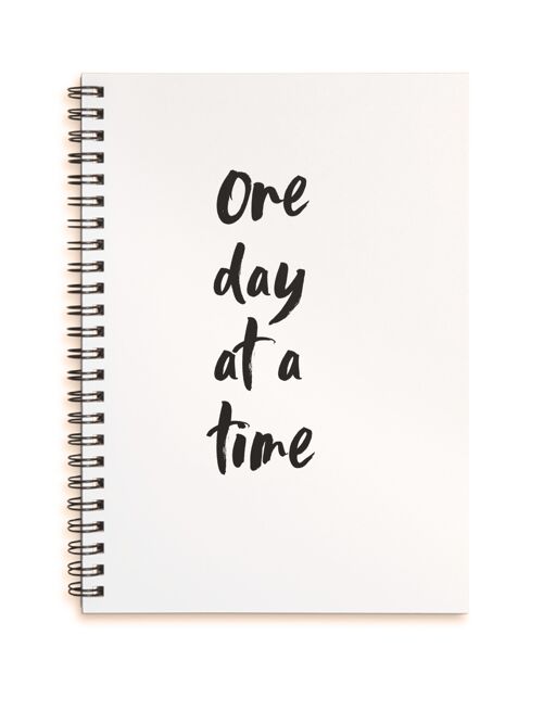 One day at a time black & white A4 or A5 wire bound notebook Choice of Hard or Soft Cover. - A5 - Hard Cover