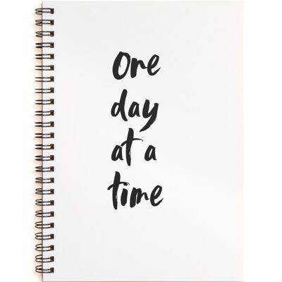 One day at a time black & white A4 or A5 wire bound notebook Choice of Hard or Soft Cover. - A5 - Soft Cover