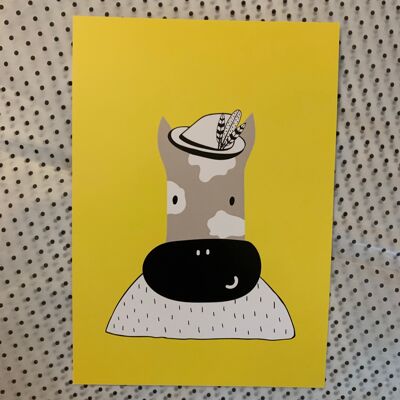 Fiver Friday- 3 x A5 Prints por Â£5 - Vaca amarilla