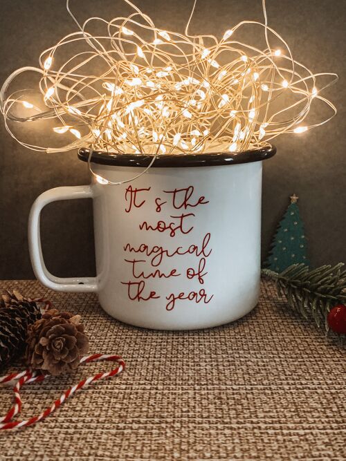 Festive White Enamel Mug Itâ€™s the most magical time of the year