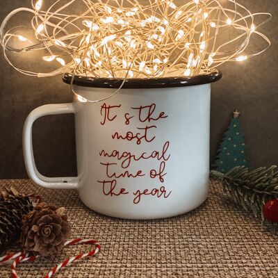 Festive White Enamel Mug Itâ€™s the most magical time of the year