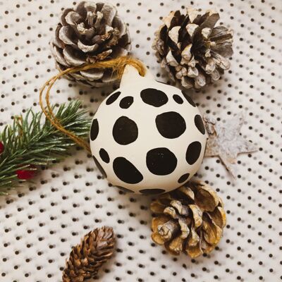 Black and white spotty Dotty Christmas Bauble