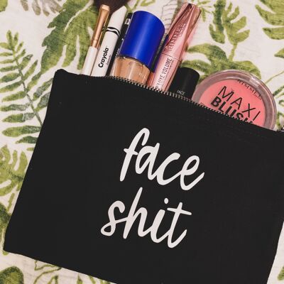 Make-up-Tasche mit Reißverschluss aus schwarzem Baumwoll-Segeltuch von Face Shit