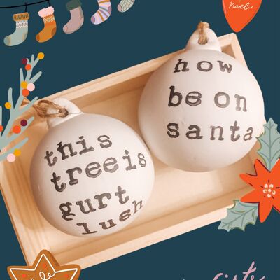 Bristol Somerset stamped Christmas Baubles - This tree is gurt lush
