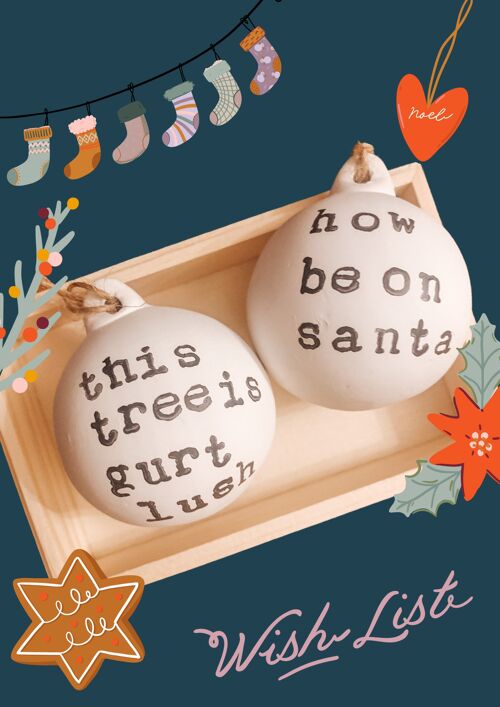Bristol Somerset stamped Christmas Baubles - Santa where you to