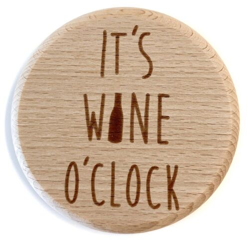 Glasdeckel "Wine o' clock"