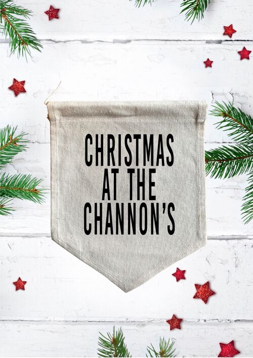 Personalised Christmas at â€¦ canvas flag /banner /pendant - Bold font