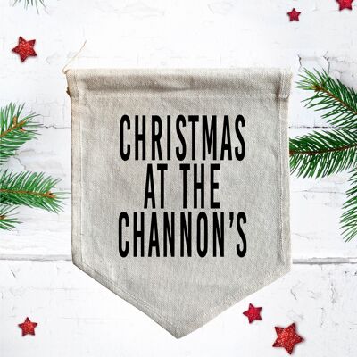 Personalised Christmas at â€¦ canvas flag /banner /pendant - Bold font