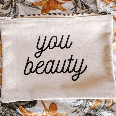 You beauty pochette en toile de coton/porte-monnaie/sac zip maquillage