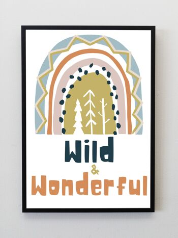 Wild & Wonderful coloré arc-en-ciel pépinière enfants imprimer A5, A4, A3 Wall Art - A5 1